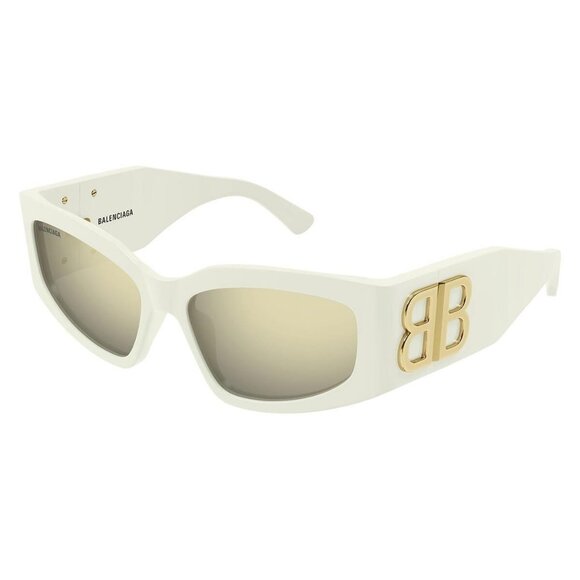 New Authentic  BALENCIAGA White Cat Eye BB0321S 010 Sunglasses Women - Picture 1 of 4